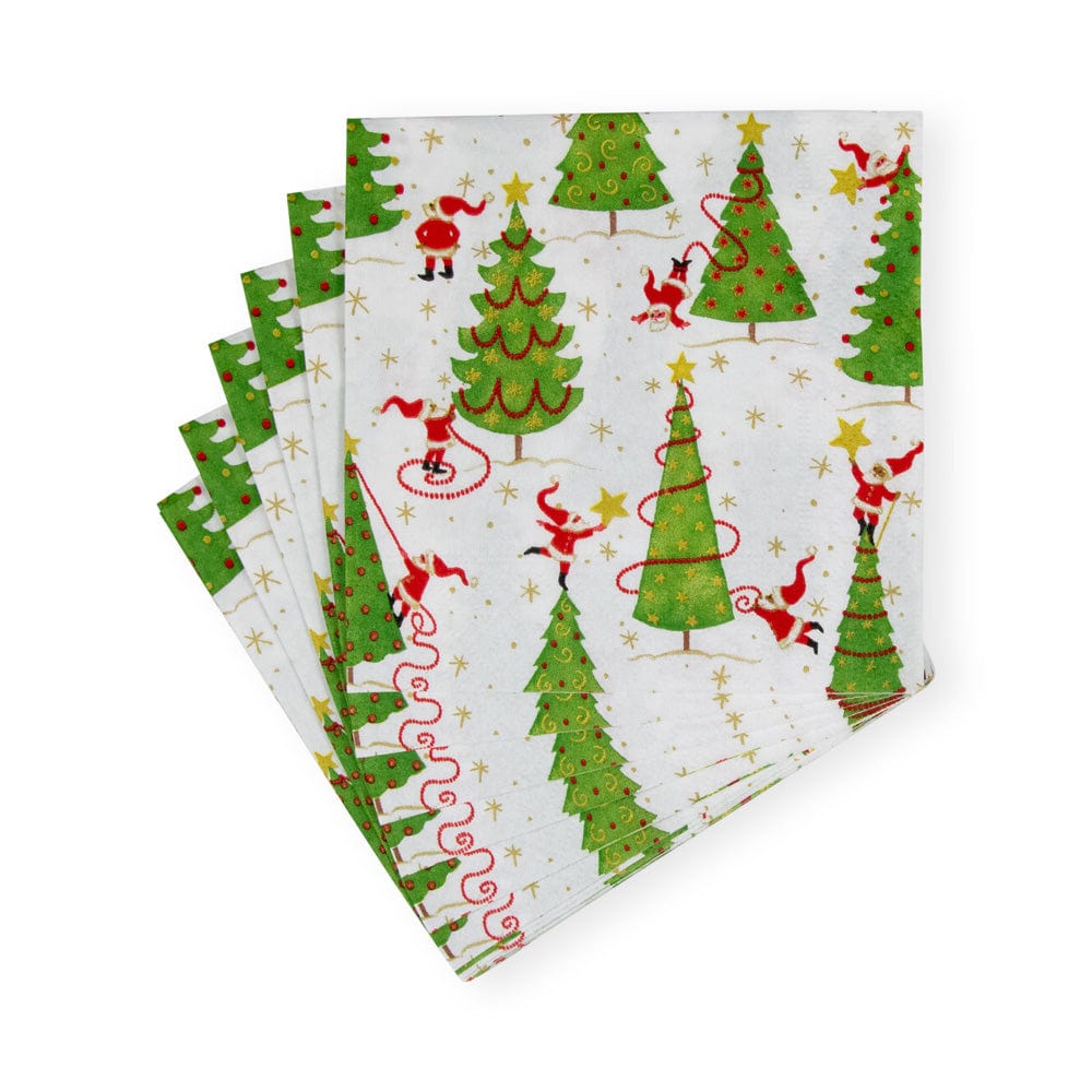 Caspari 17570C Twirling Santas Cocktail Napkins