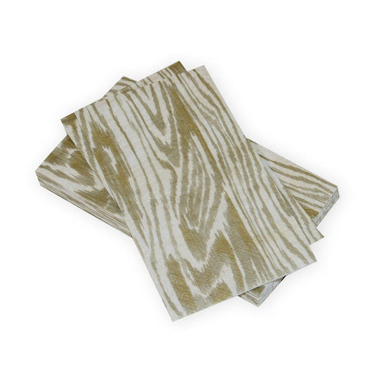 Caspari 17750G Woodgrain Guest Towels - Silver/Gold