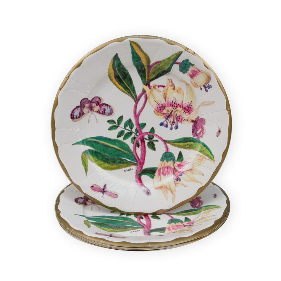 Caspari 17760 Porcelain Blooms Plates - Ivory