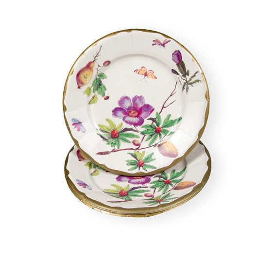 Caspari 17760 Porcelain Blooms Plates - Ivory