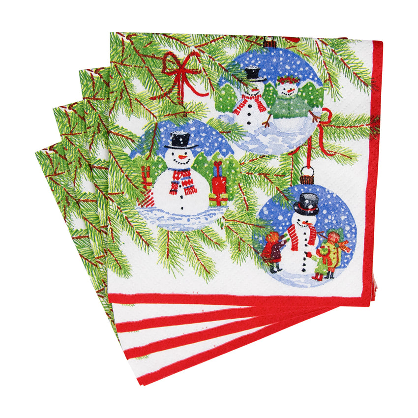 Caspari 18160 Snowman Ornament Cocktail Napkins