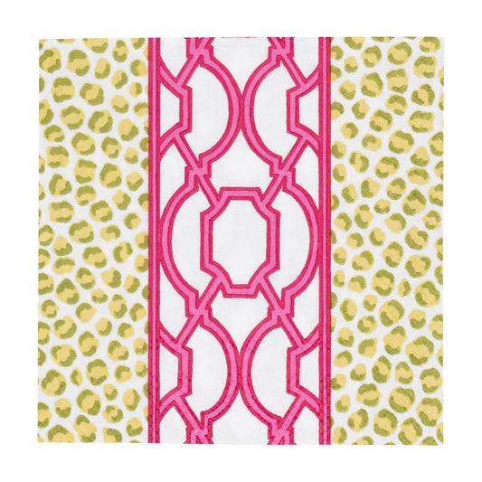 Caspari 18460 Knots and Spots Green/Fuchsia Napkins