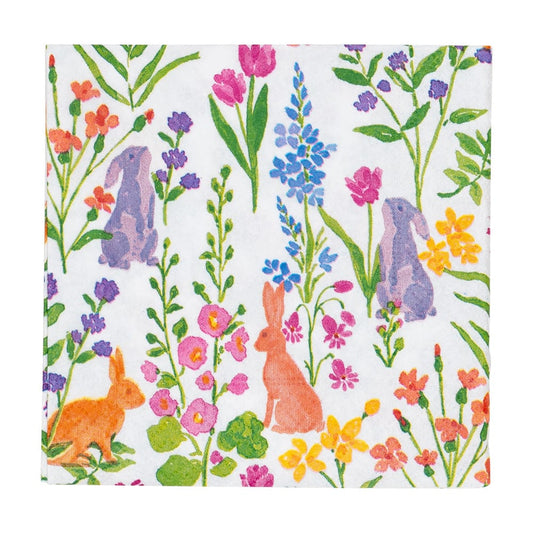 Caspari 18530C Bunny Field Cocktail Napkins