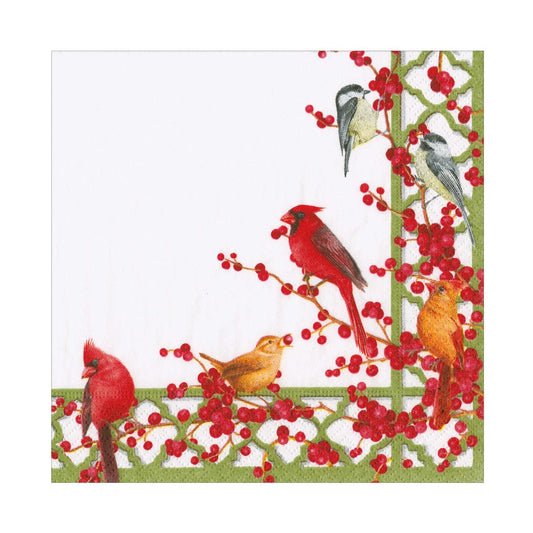 Caspari 18670 Winter Birds and Berries Napkins