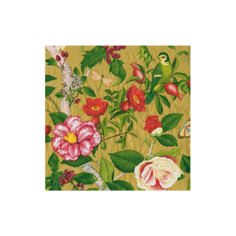 Caspari 18681 Christmas Chinoiserie Gold Napkins
