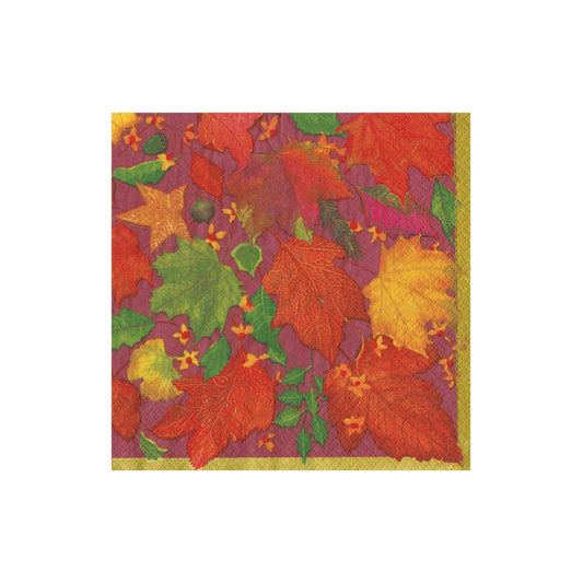 Caspari 18741C Swirling Leaves Burgundy