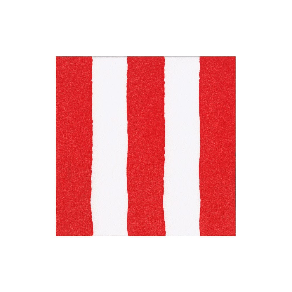Caspari 19046 Cafe Stripe Paper Linen Napkins - Red