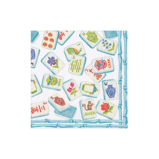 Caspari 19110C Mahjong Robin's Egg Cocktail Napkins