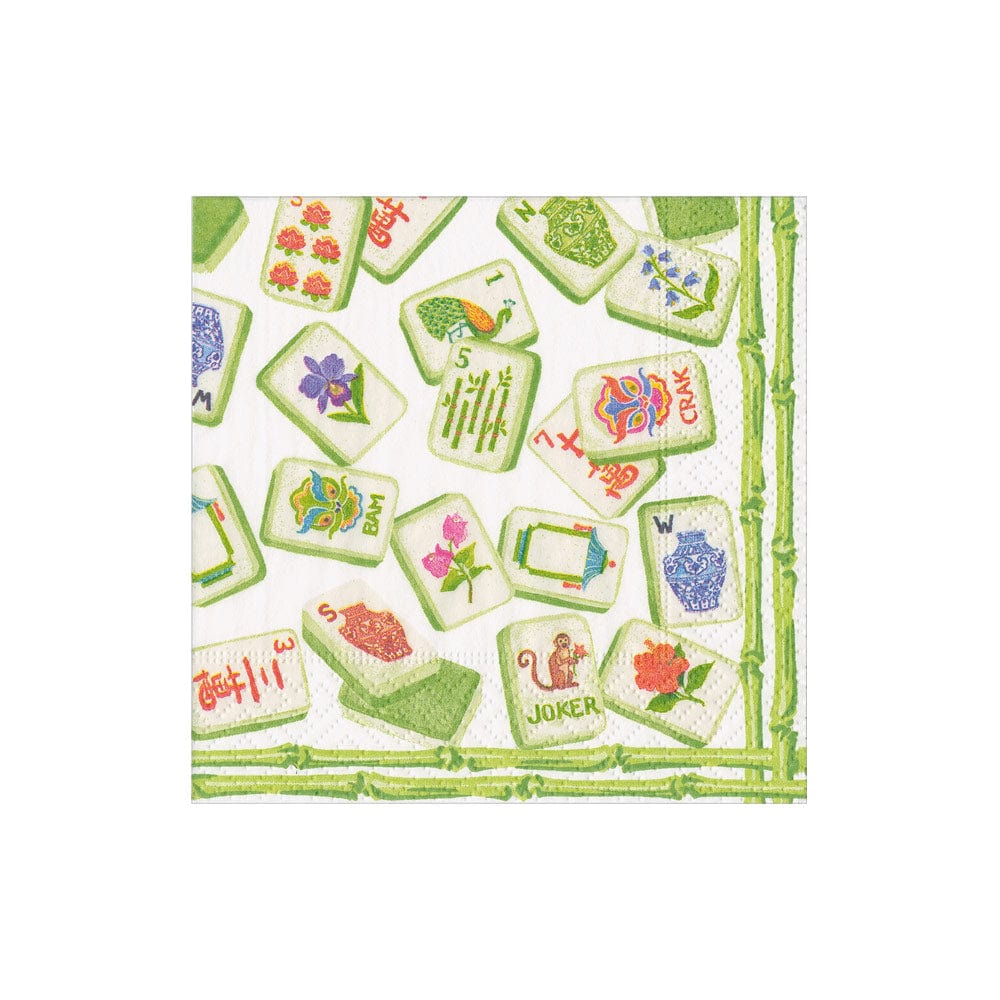 Caspari 19111C Mahjong Green Cocktail Napkins