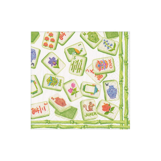 Caspari 19111C Mahjong Green Cocktail Napkins