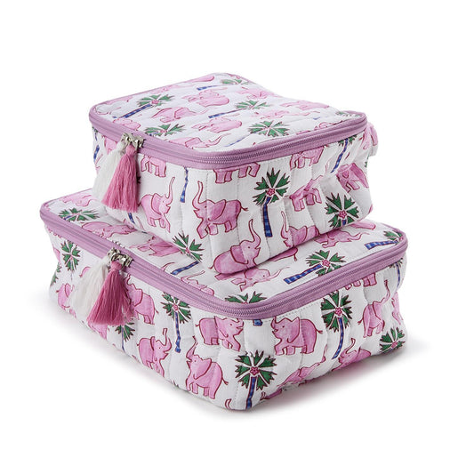 2 Chic 201373 Pink Elephant Packing Cubes - Set of 2