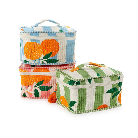 2 Chic 201404-20 Orange Printed Train Case - 3 Assorted Colors