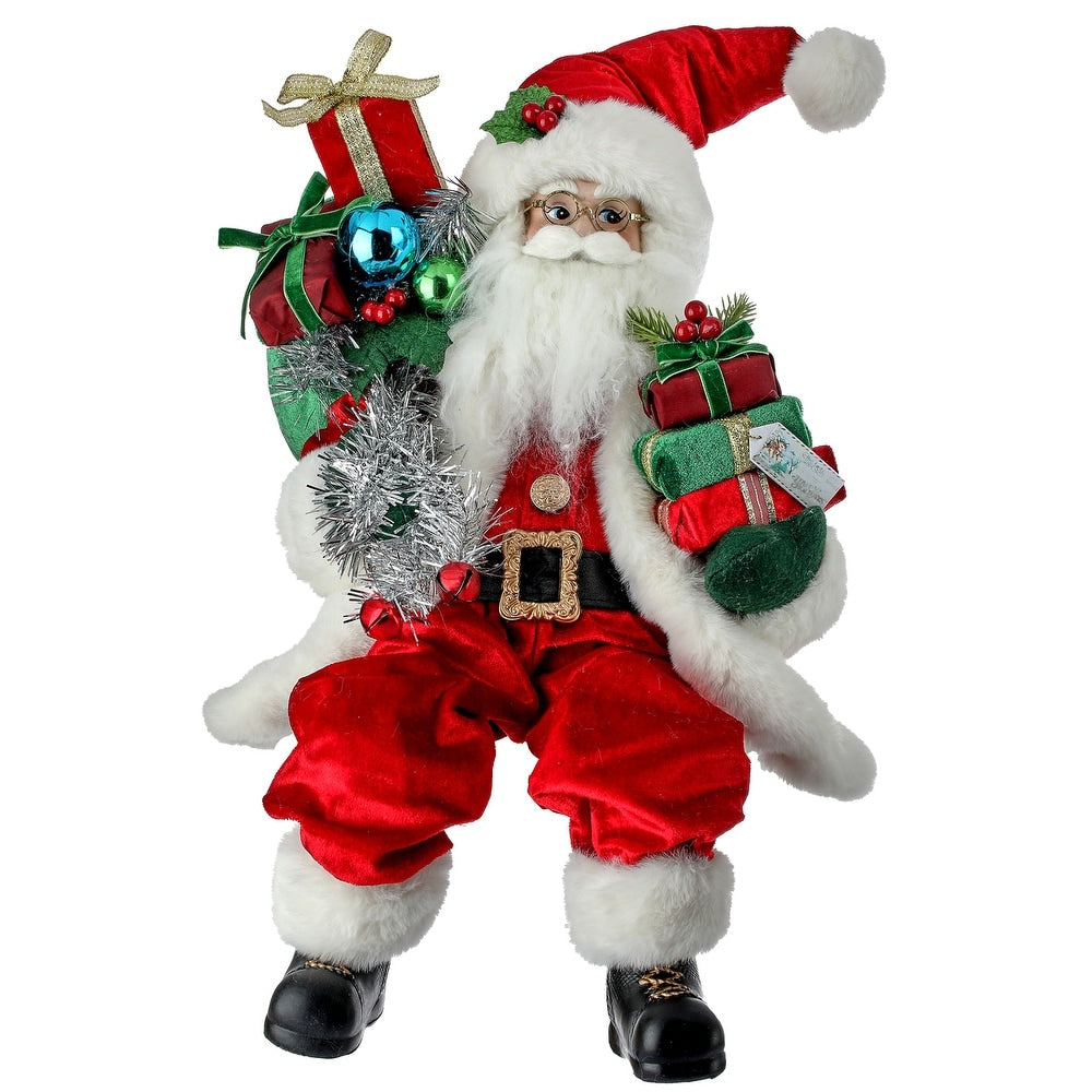 Regency International MTX74183 Fabric Retro Sitting Santa W/Tinsel - 20"