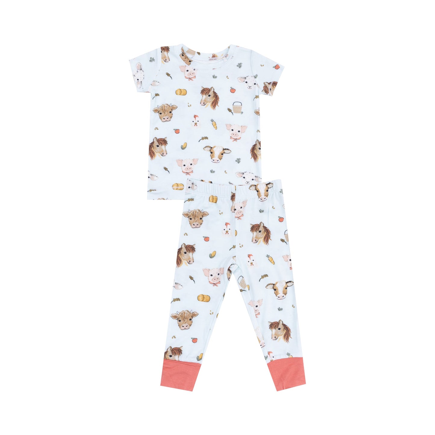 Angel Dear 257-S25-VAF Vintage Animal Faces Blue S/S Loungewear Set