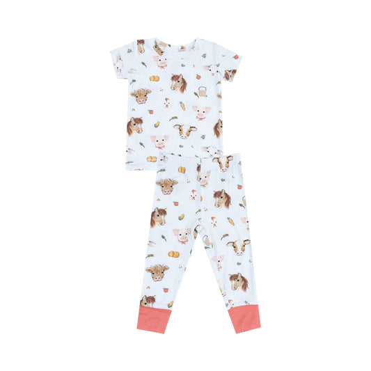 Angel Dear 257-S25-VAF Vintage Animal Faces Blue S/S Loungewear Set