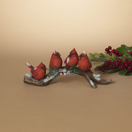 Gerson 2593840 Resin Cardinals Sitting on Branch w/ Pinecones