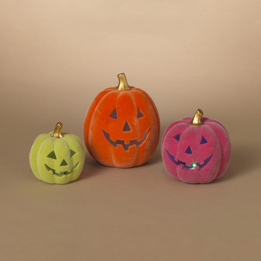 Gerson 2736880 Lighted Resin Flocking Pumpkin