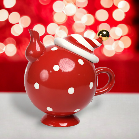 December Diamonds 29-29432 Red/White Teapot