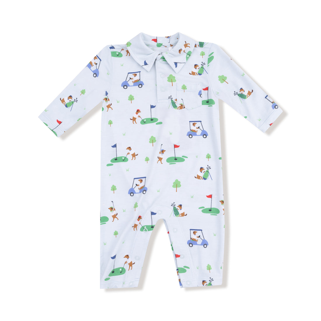 Angel Dear 307-F25-BGB Baby Golf Cars Polo Romper - Blue