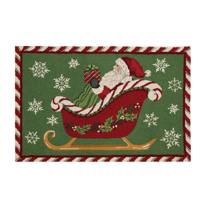 Peking Handicraft 31SERX483C03 Santa Sleigh Hook Rug