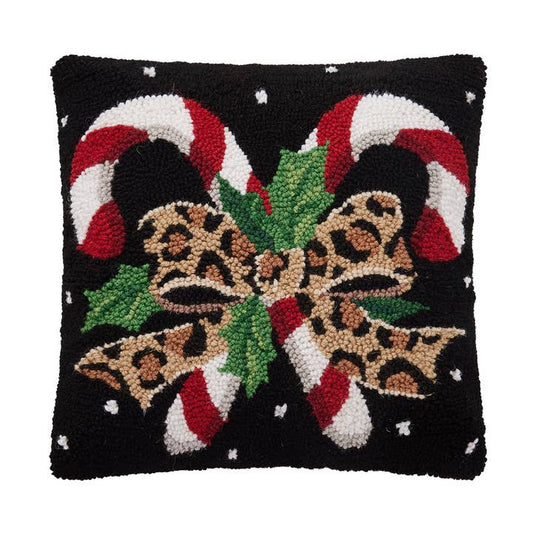 Peking Handicraft 31SJM1122 Leopard Candy Canes Hook Pillow