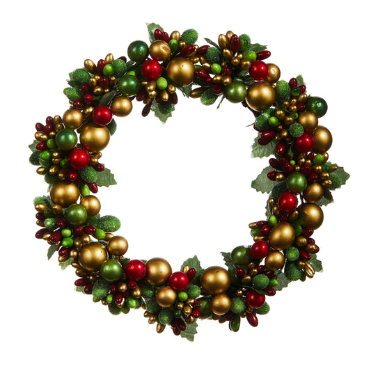 Raz Imports 4310107 Beaded Berry Mini Wreath Candle Ring - 6.5"