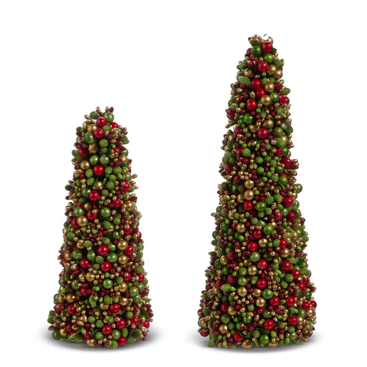 Raz Imports 4410113 Beaded Berry Cone Trees - 12"