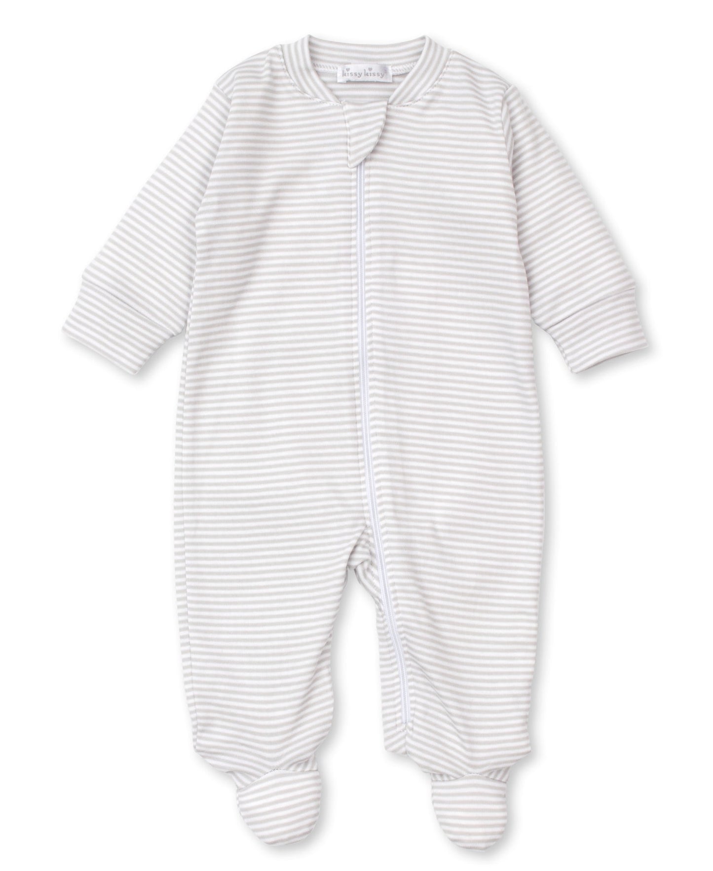 Kissy Kissy 44104STZ Stripes Zippered Footie - Silver