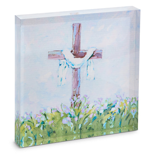 RAZ 4428060 8" Easter Cross Acrylic Block