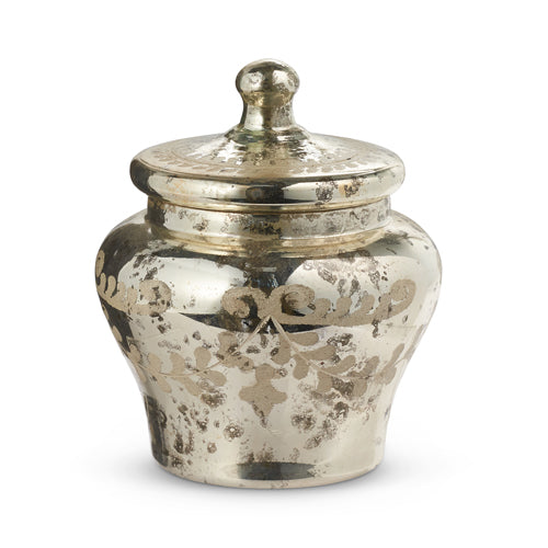 RAZ Etched Silver Mercury Glass Lidded Jar