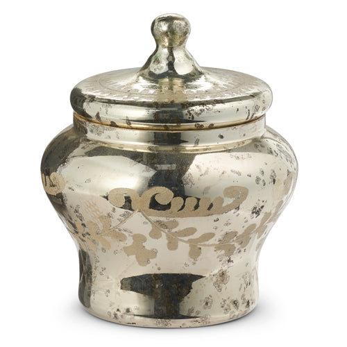 RAZ Etched Silver Mercury Glass Lidded Jar