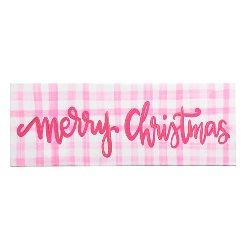 RAZ 4457360 Pink Gingham Merry Christmas Print