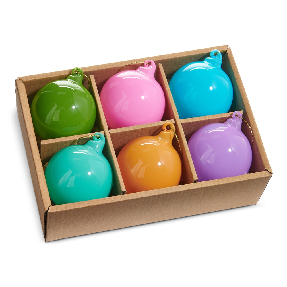 Raz Imports 4523117 Box Set of Six Opaque Blown Glass Ball Ornaments - 2.25"