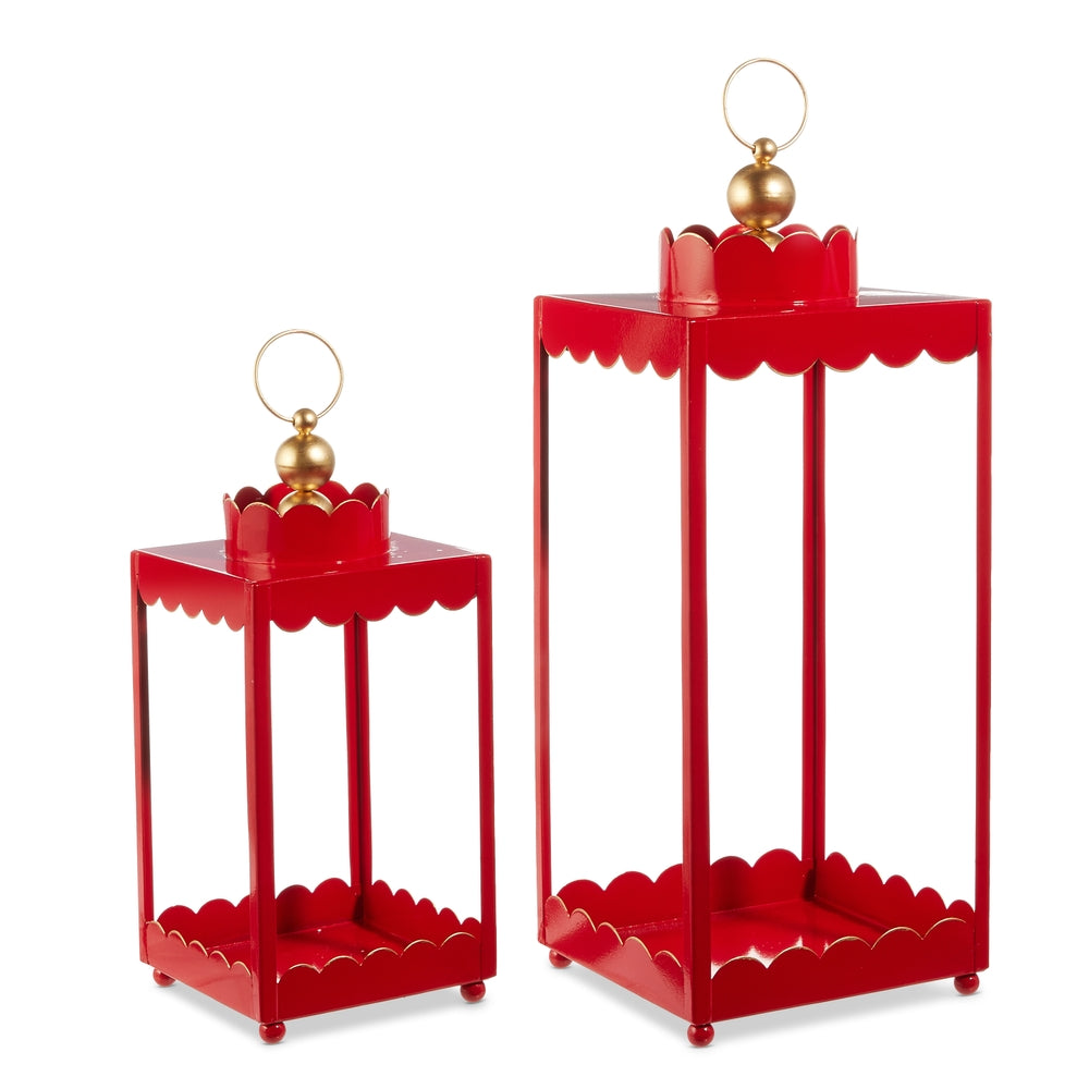 RAZ Imports 4559153 Red Scalloped Lantern