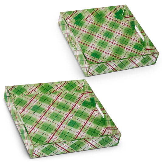 RAZ Imports 4621389 Sage Plaid Tray