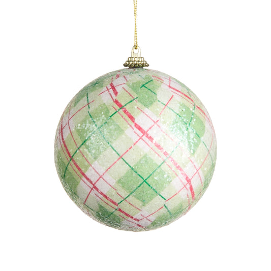 RAZ Imports 4632791 4" Sage Plaid Ball Ornament