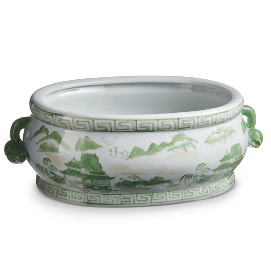 RAZ Imports 4651064 Green and White Planter - 17"