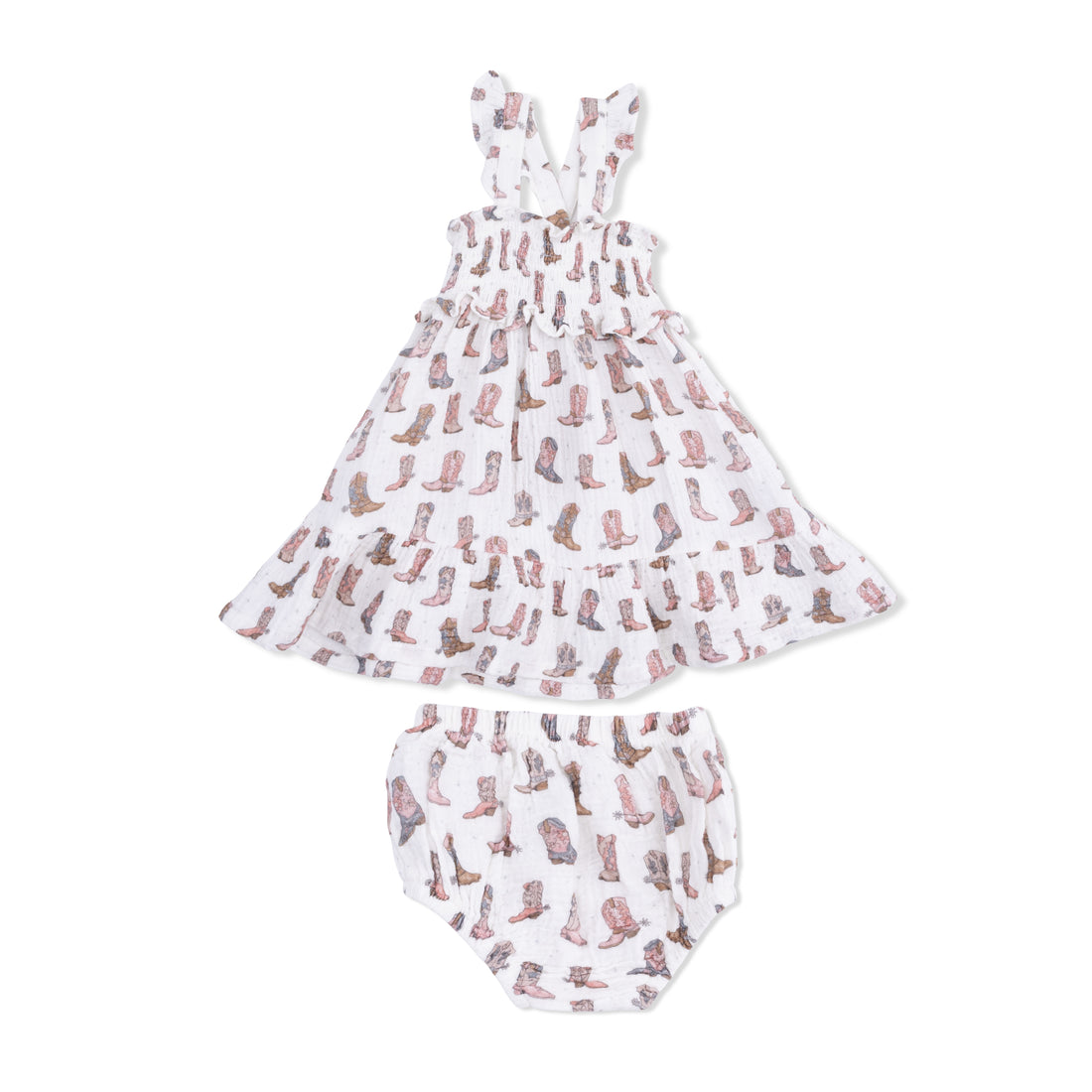 Angel Dear 572-S26-FCG Cowgirl Boots Smocked Ruffle Sundress
