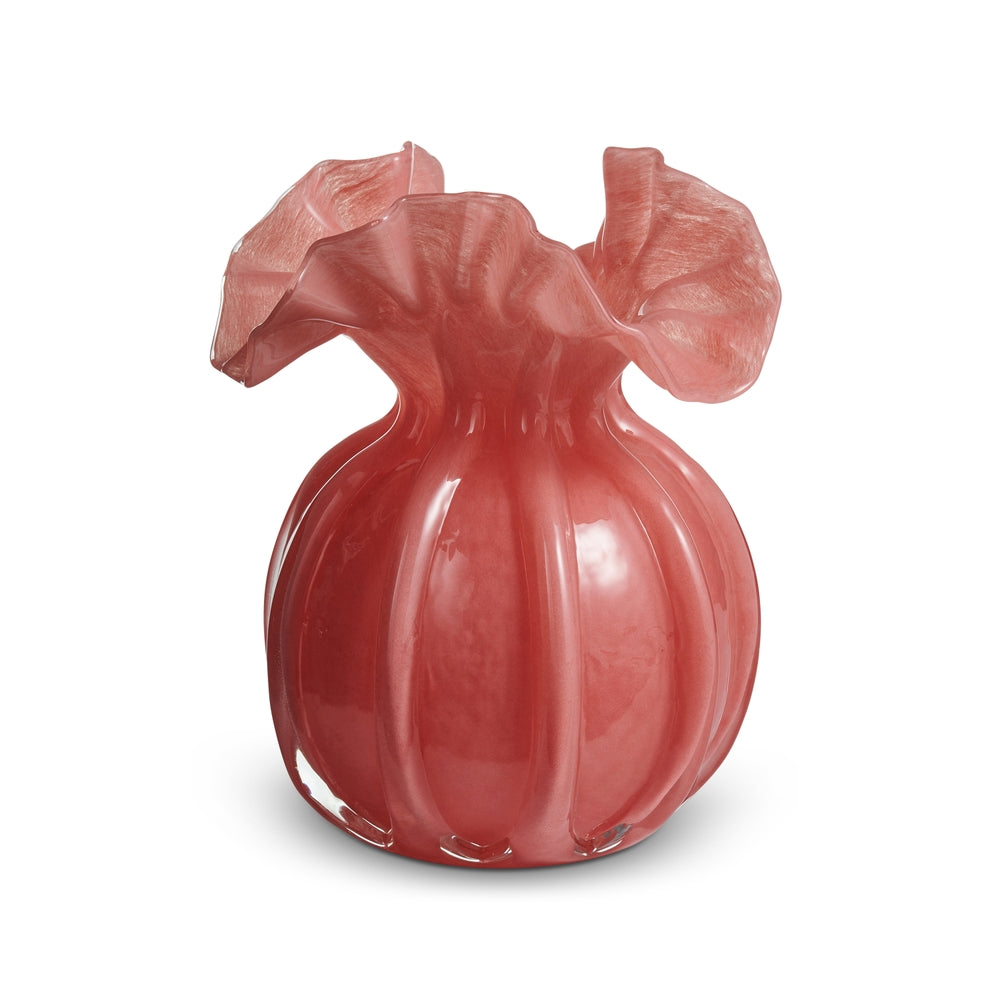 RAZ Imports 4670401 Pink Ruffle Vase - 6.5"