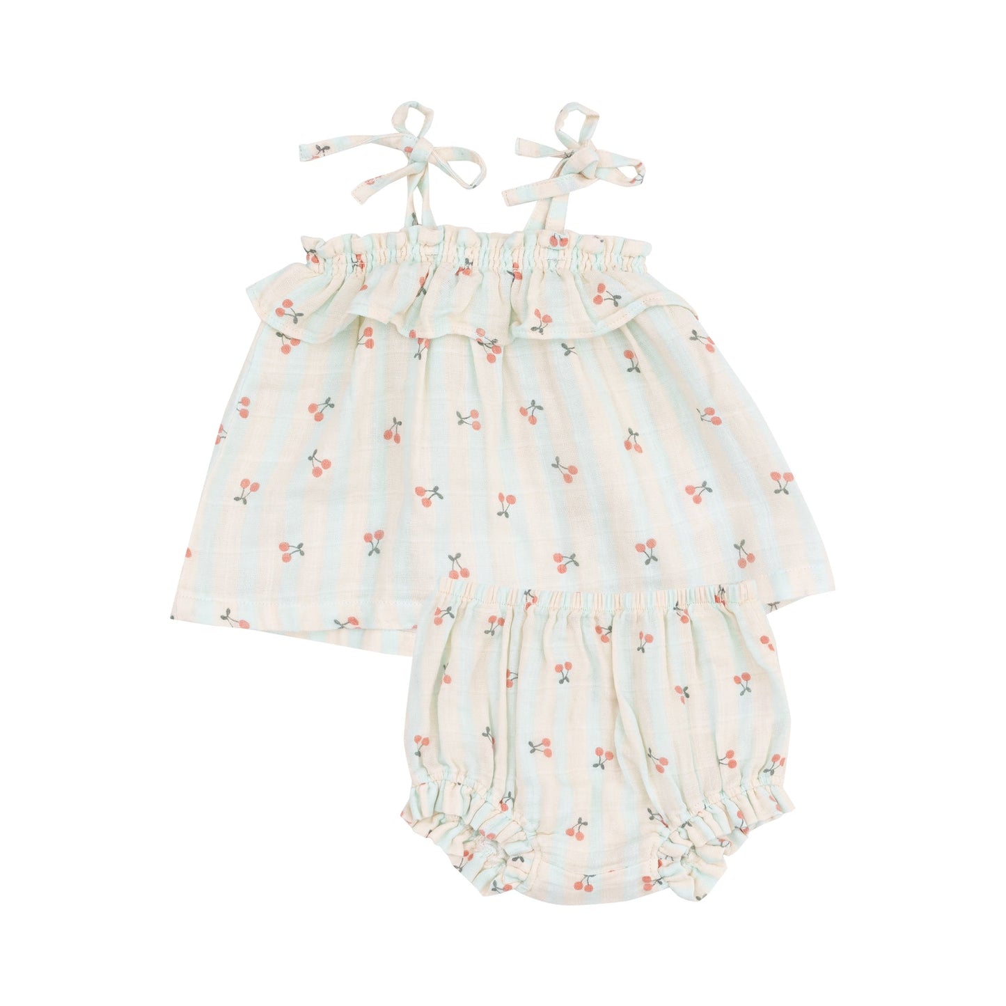 Angel Dear 472-S25-CHS Cherry Stripe Ruffle Top & Bloomer