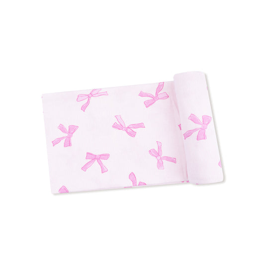 Angel Dear 476-F25-PRB1 Pretty Bows Swaddle Blanket 45x45