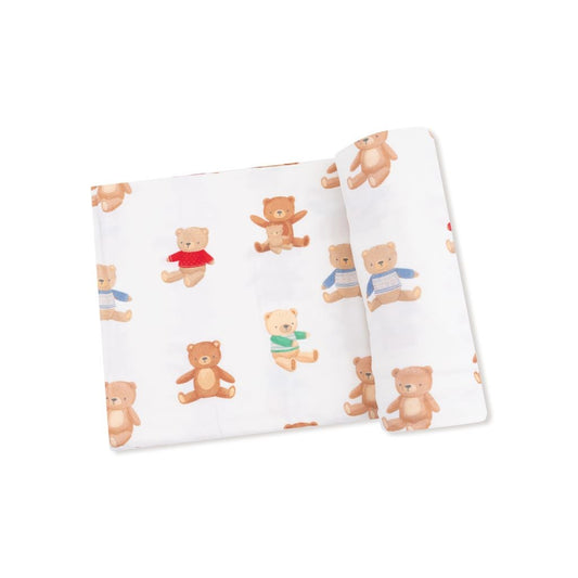 Angel Dear 476-F25-TBC1 Teddy Bear Collection Swaddle Blanket 45x45