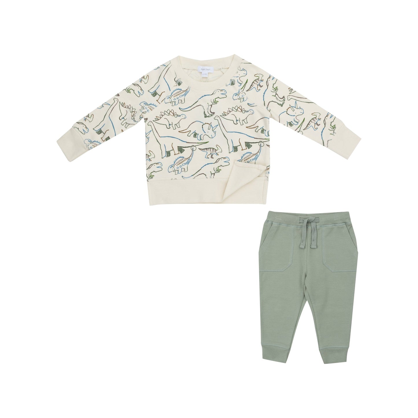 Angel Dear 493-F24-DINO French Terry Artsy Dinos - Raglan Sweatshirt and Jogger Set