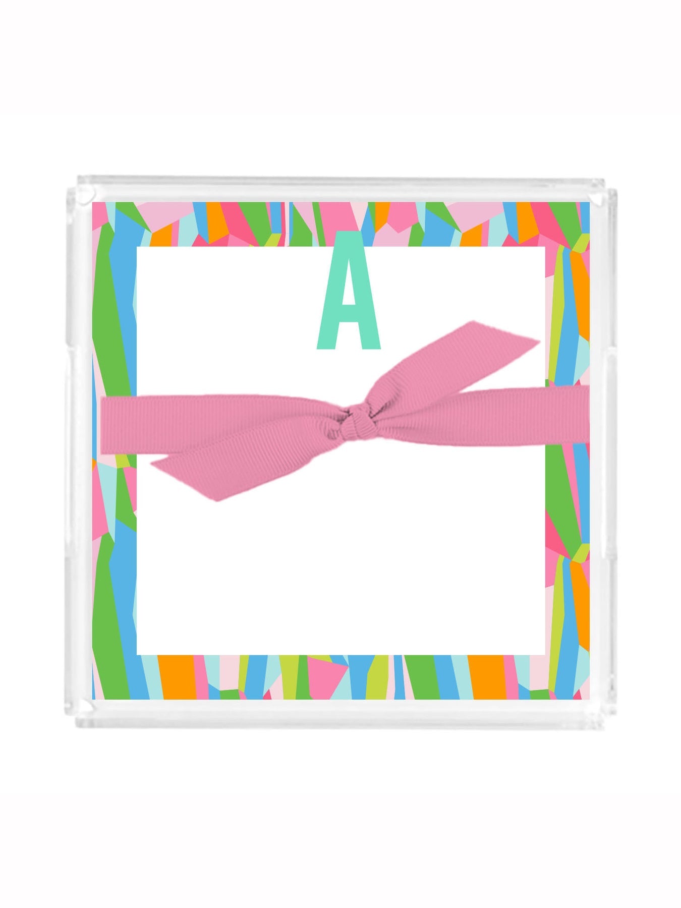 Mary Square Initial Notepad w/ Acrylic Tray