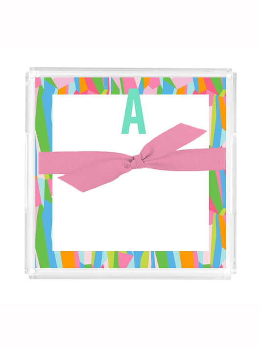 Mary Square Initial Notepad w/ Acrylic Tray
