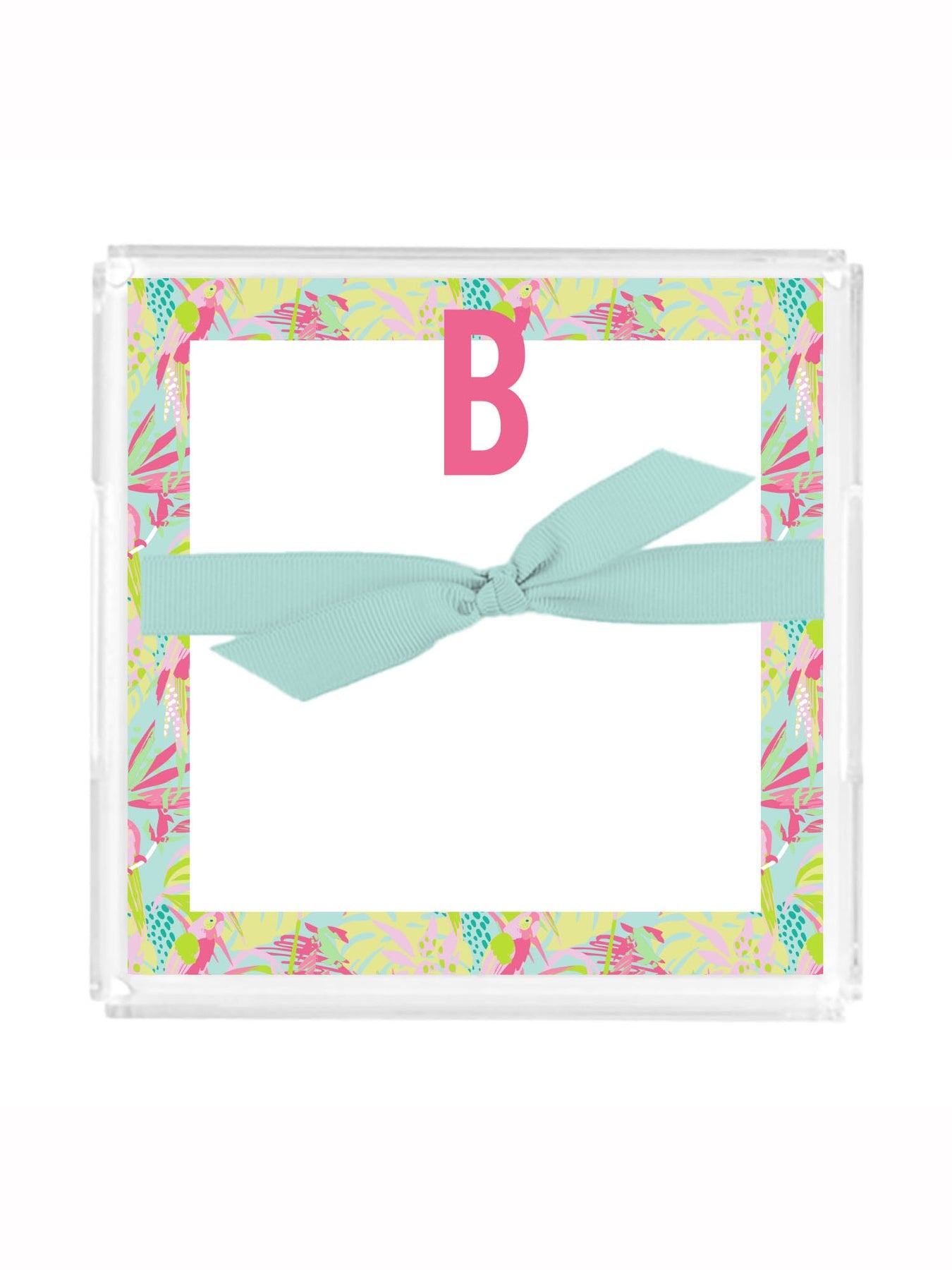 Mary Square Initial Notepad w/ Acrylic Tray