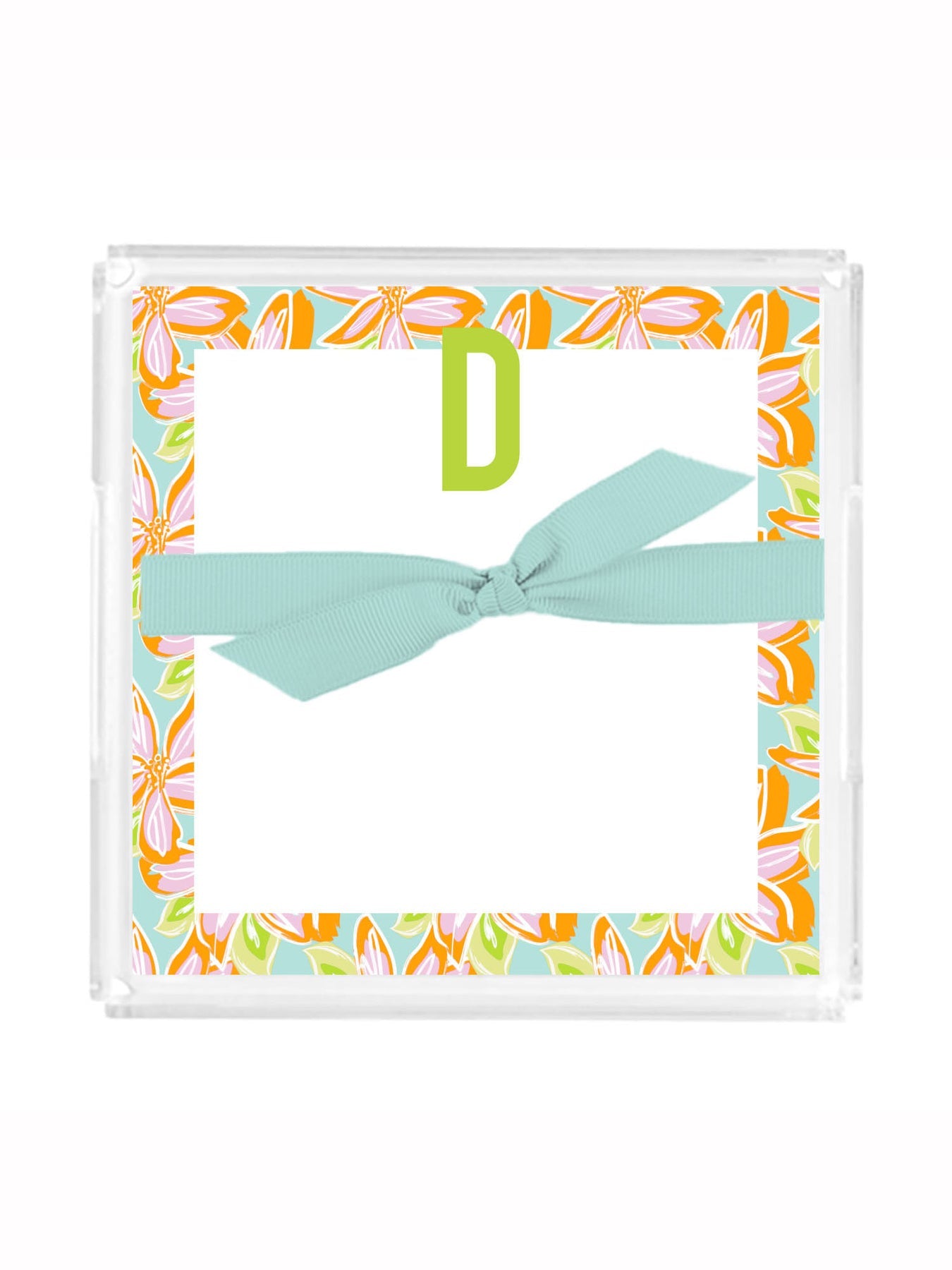Mary Square Initial Notepad w/ Acrylic Tray