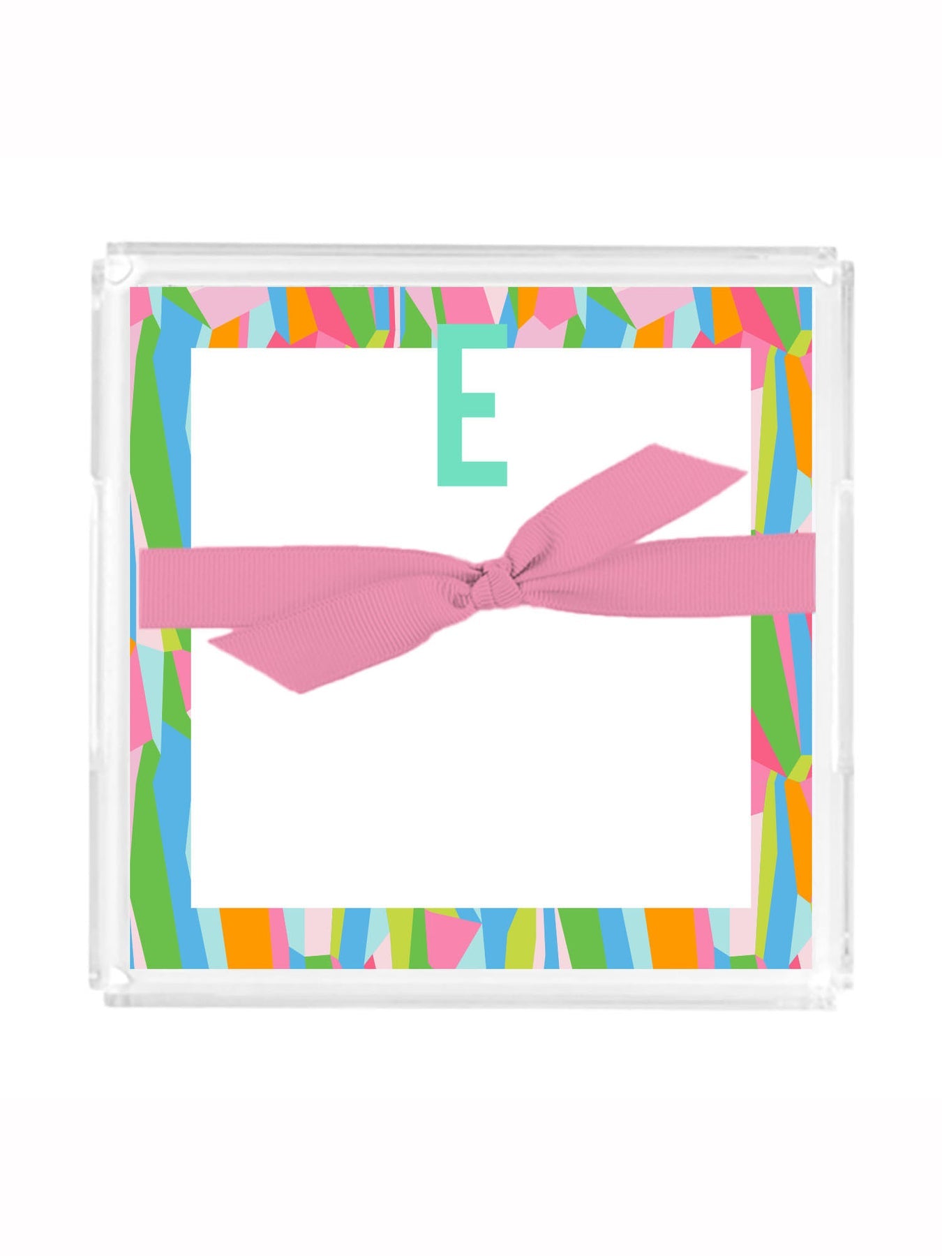 Mary Square Initial Notepad w/ Acrylic Tray