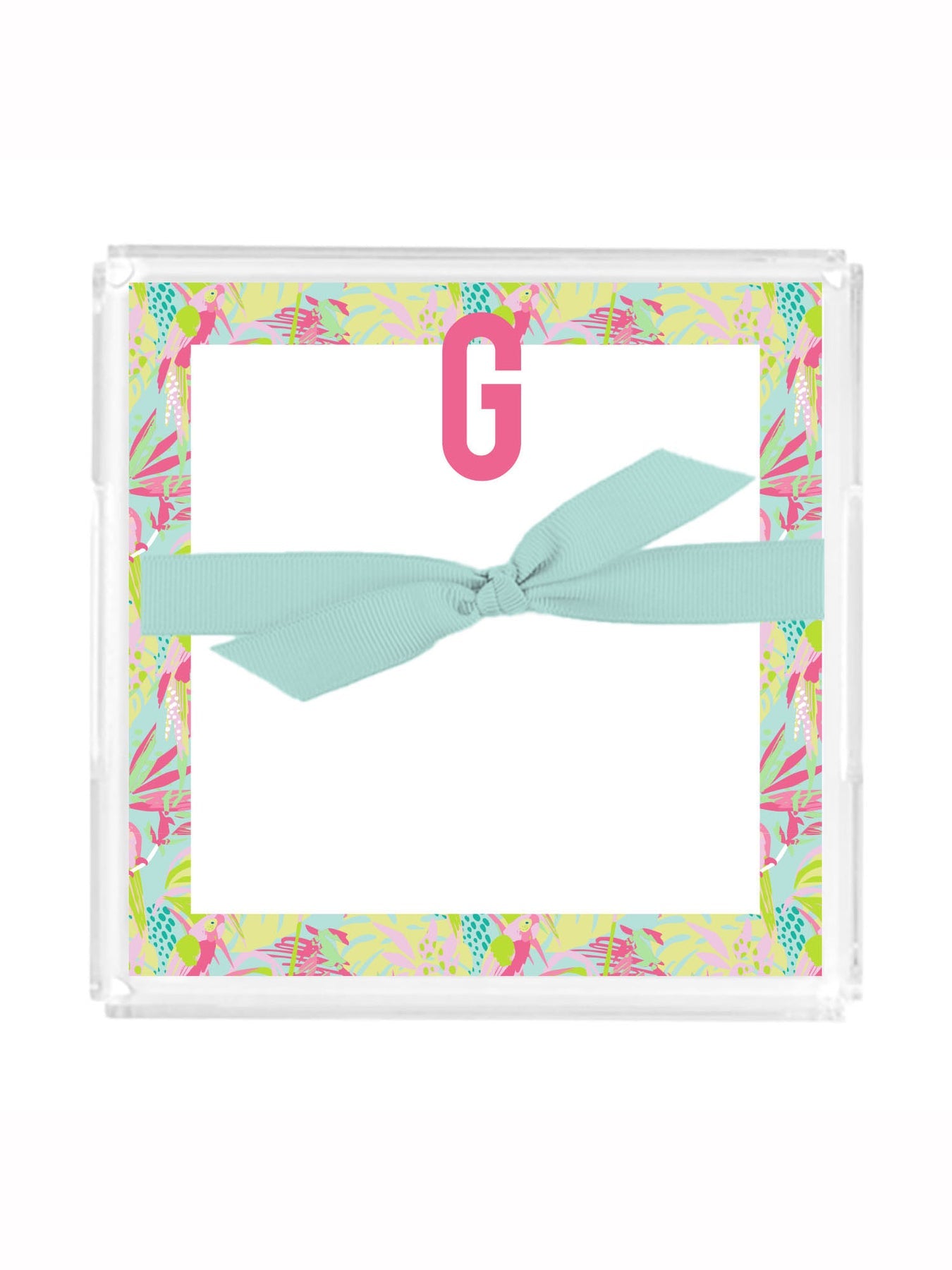 Mary Square Initial Notepad w/ Acrylic Tray