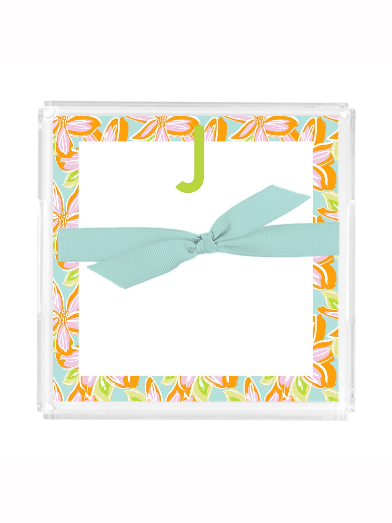 Mary Square Initial Notepad w/ Acrylic Tray